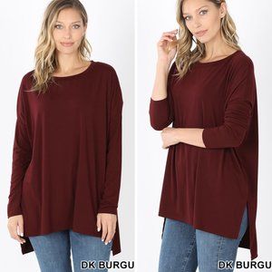 Zenana Dark BurgundyCozy At Home Top